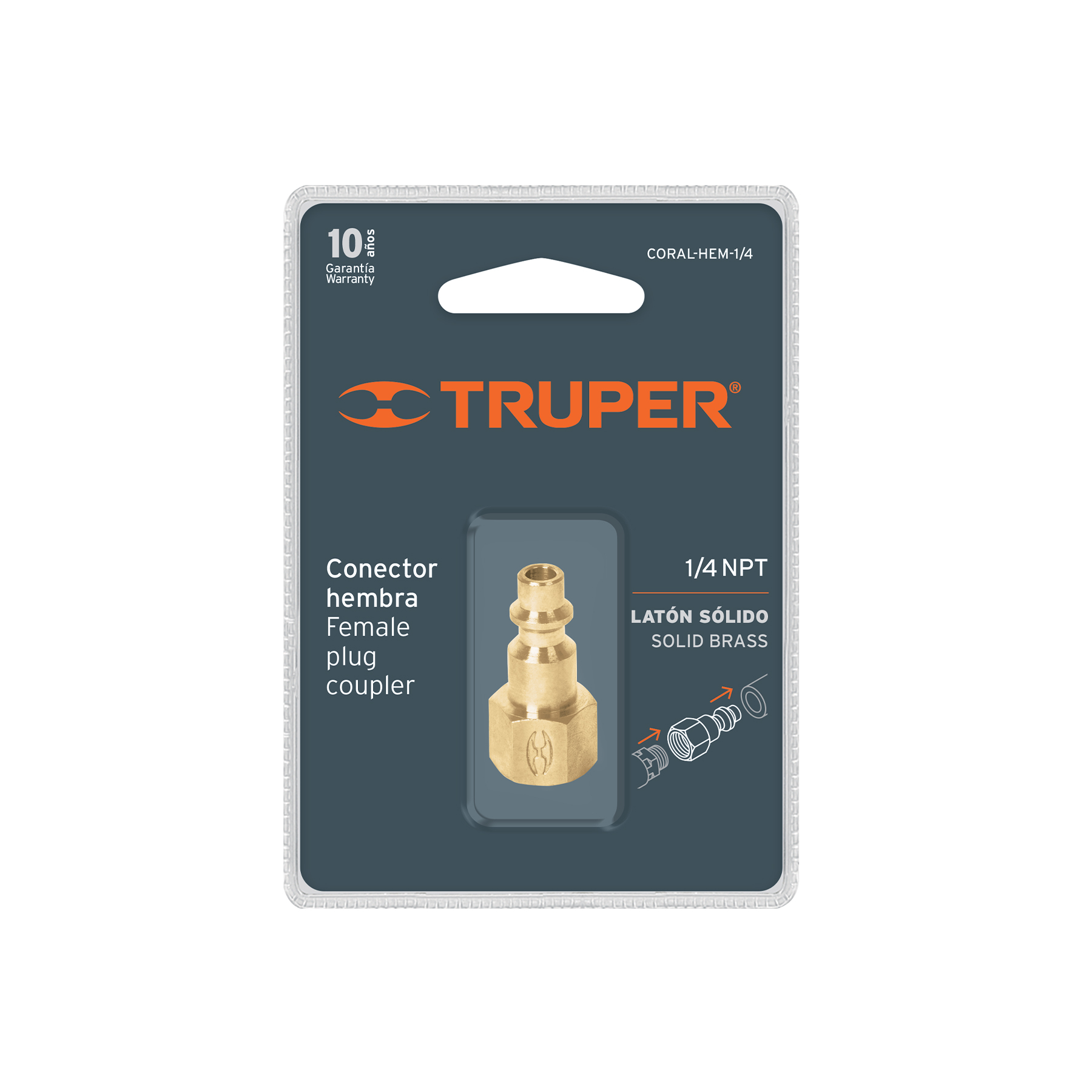 Conector rápido de latón, hembra, cuerda 1/4" NPT, TRUPER