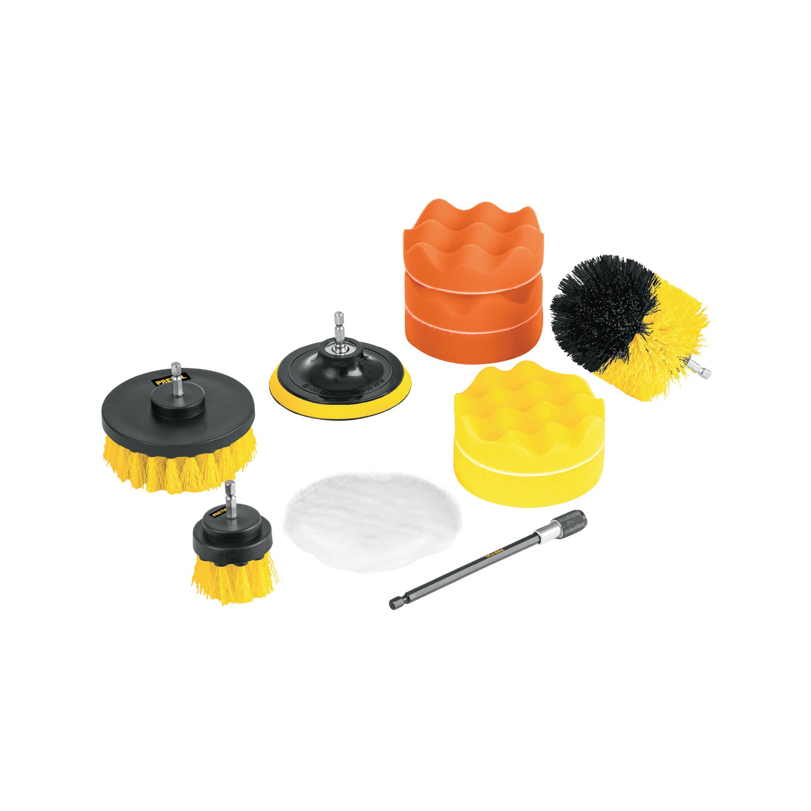 Juego 11 accesorios, limpieza y pulido para taladro; PRETUL