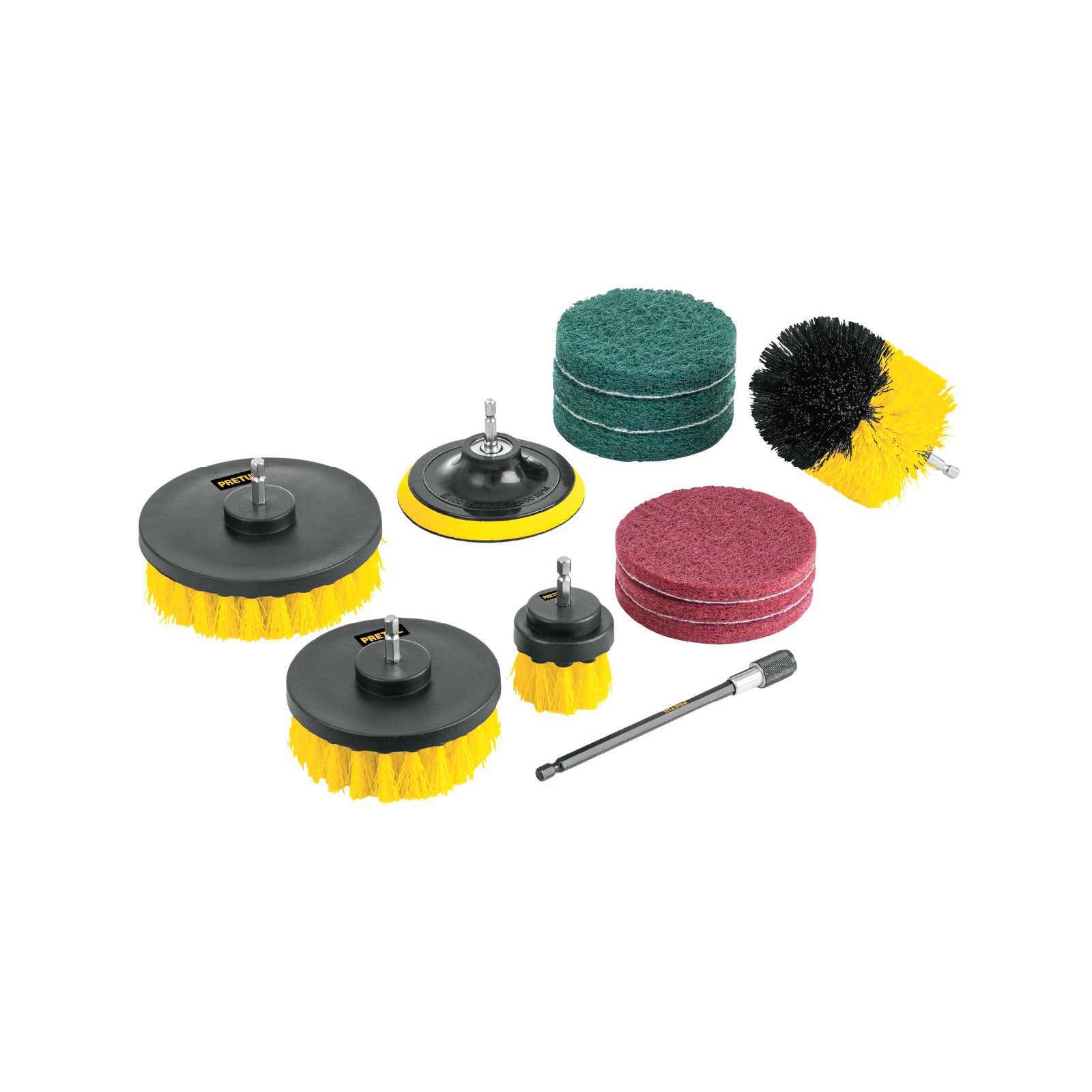 Juego 12 accesorios, limpieza y asentado para taladro, PRETUL