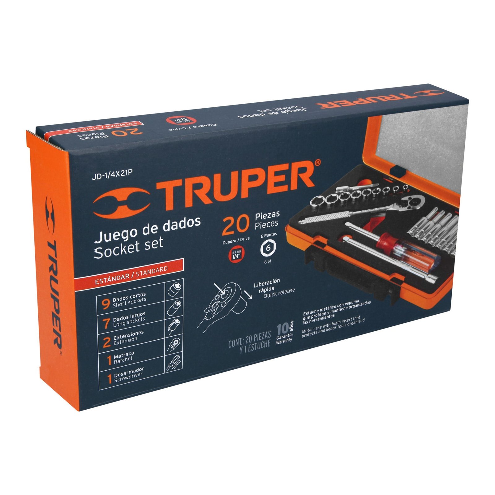 Juego de 20 herramientas cuadro 1/4" std para mecánico