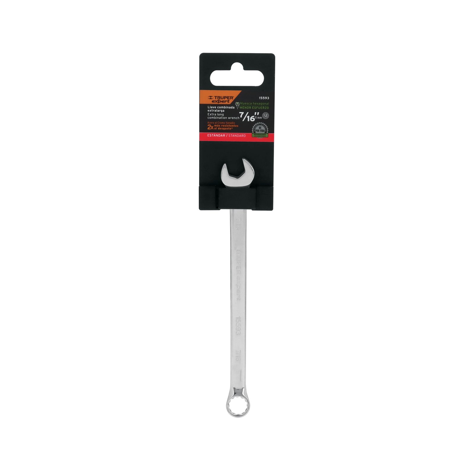 Llave combinada extralarga 7/16" x 183 mm de largo, Expert