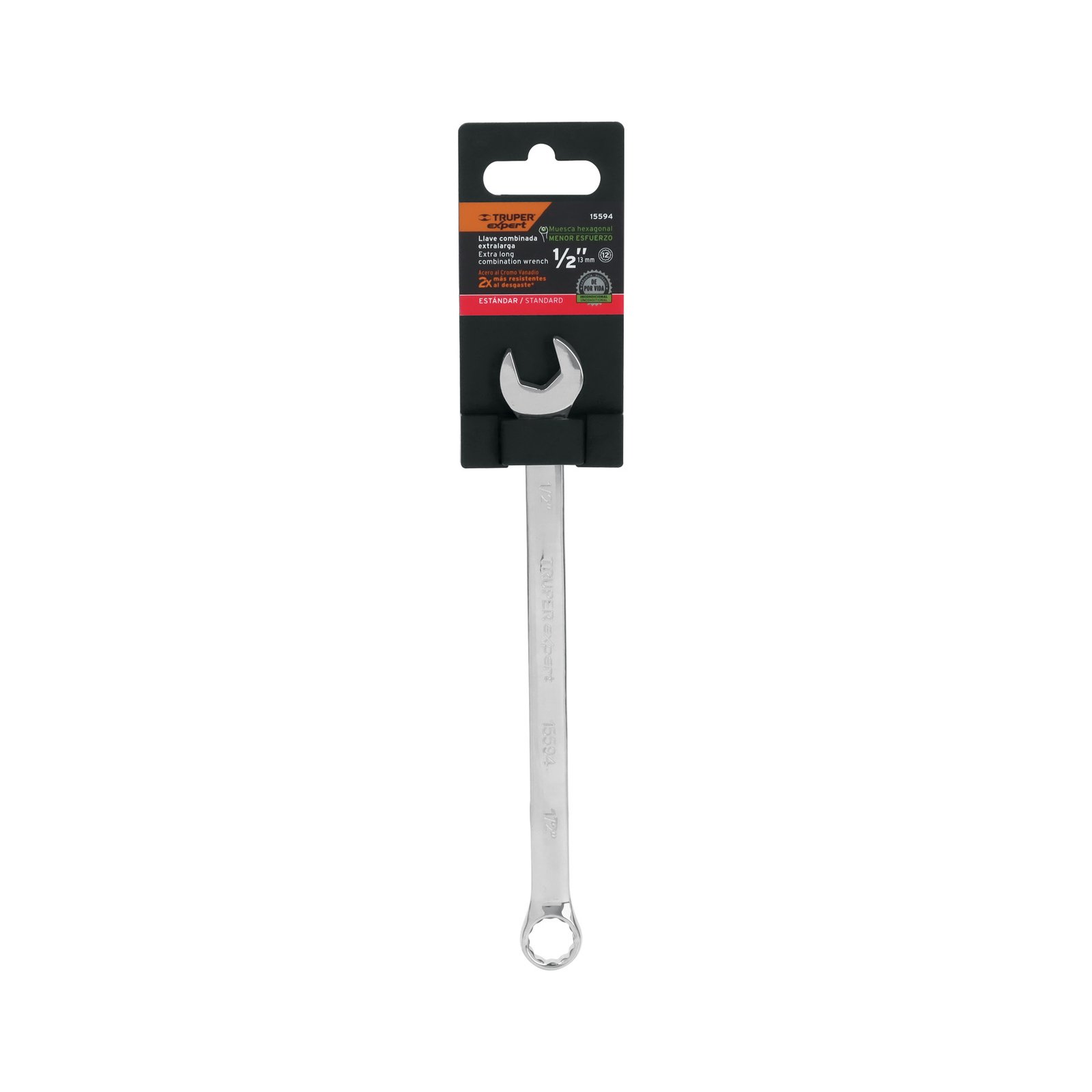Llave combinada extralarga 1/2" x 202 mm de largo, EXPERT