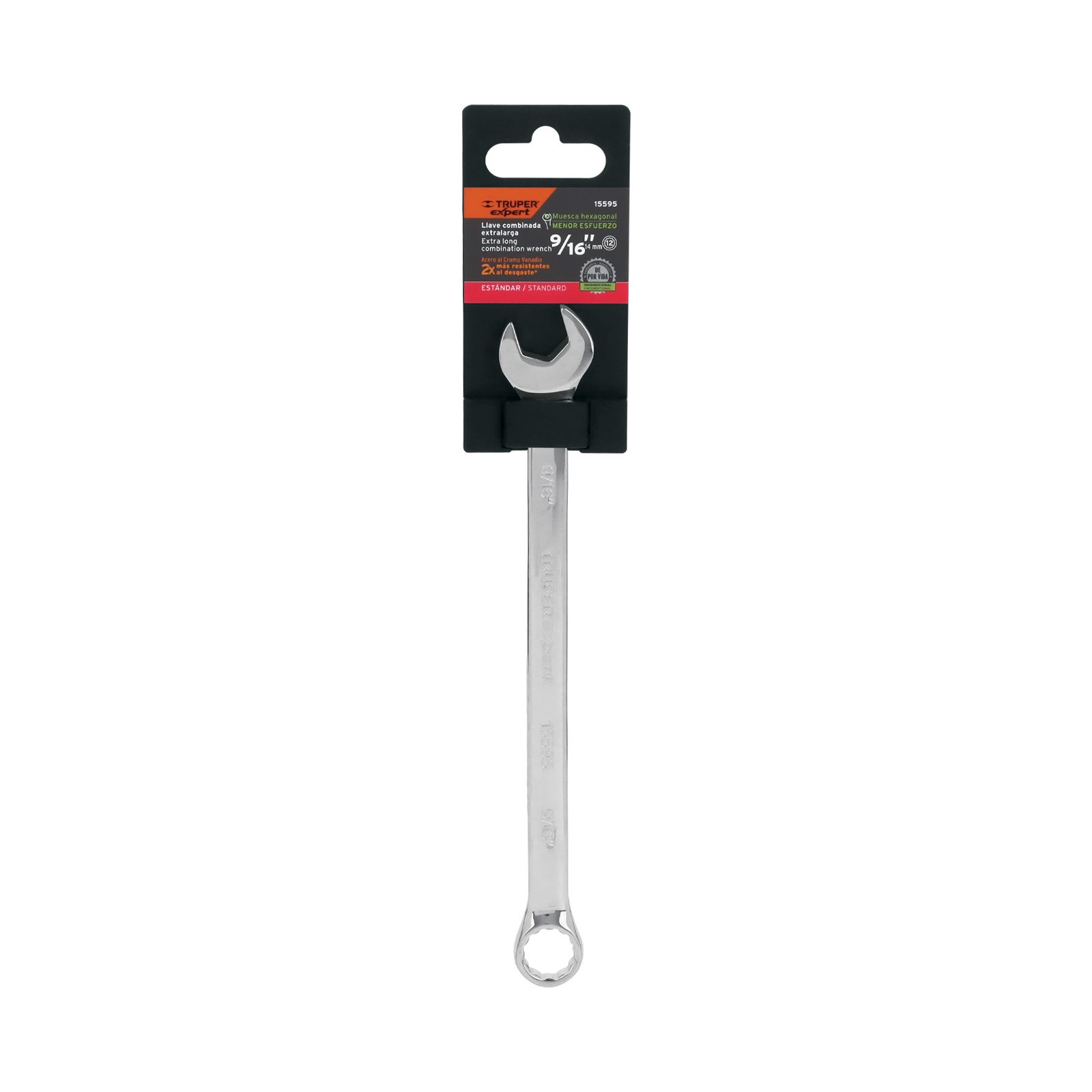 Llave combinada extralarga 9/16" x 220 mm de largo, EXPERT