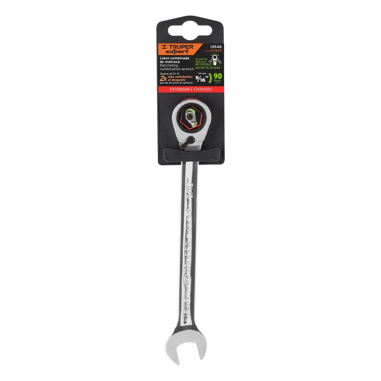 Llave combinada matraca reversible 9/16"x188 mm largo,Expert