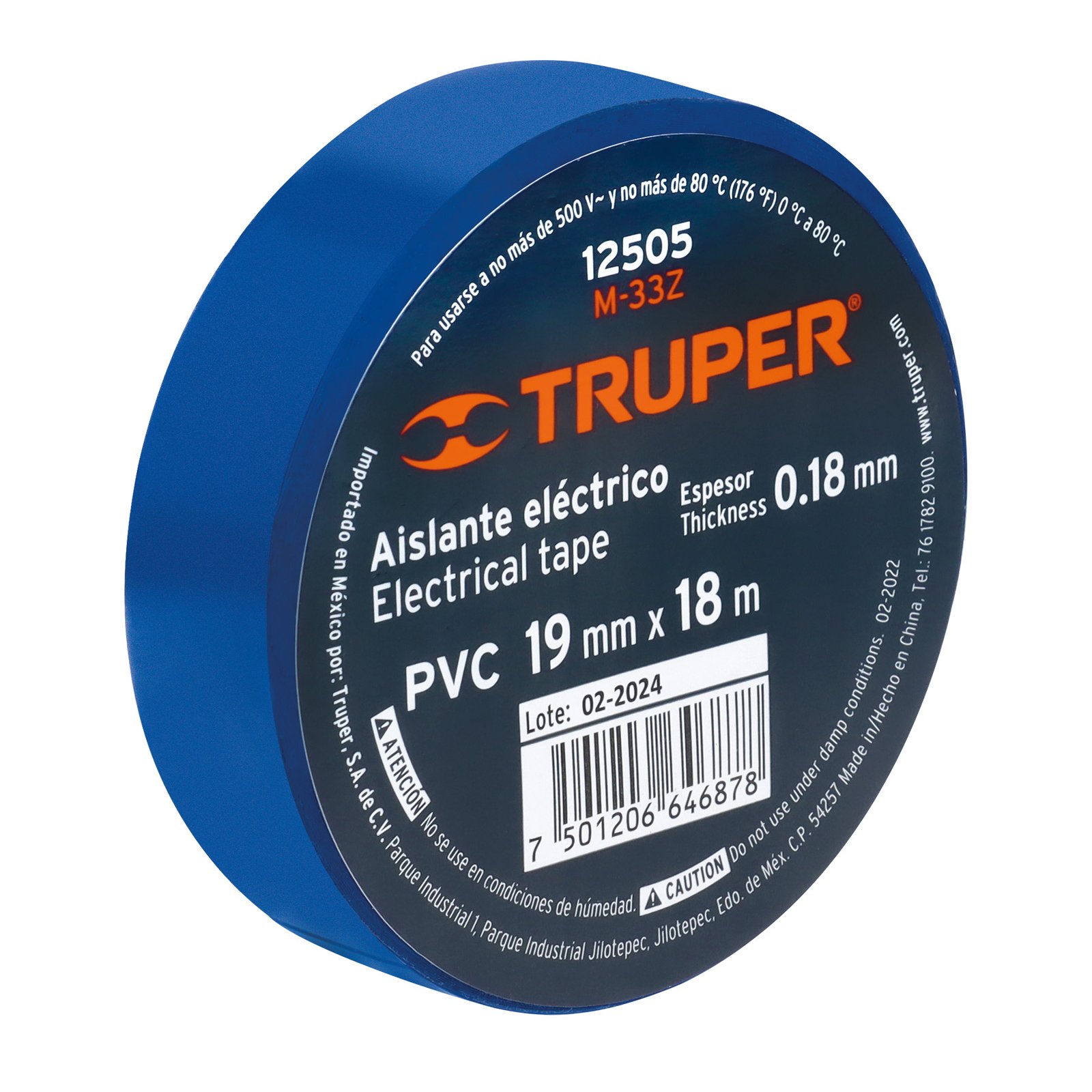 Cinta de aislar de 18 m x 19 mm, azul, TRUPER