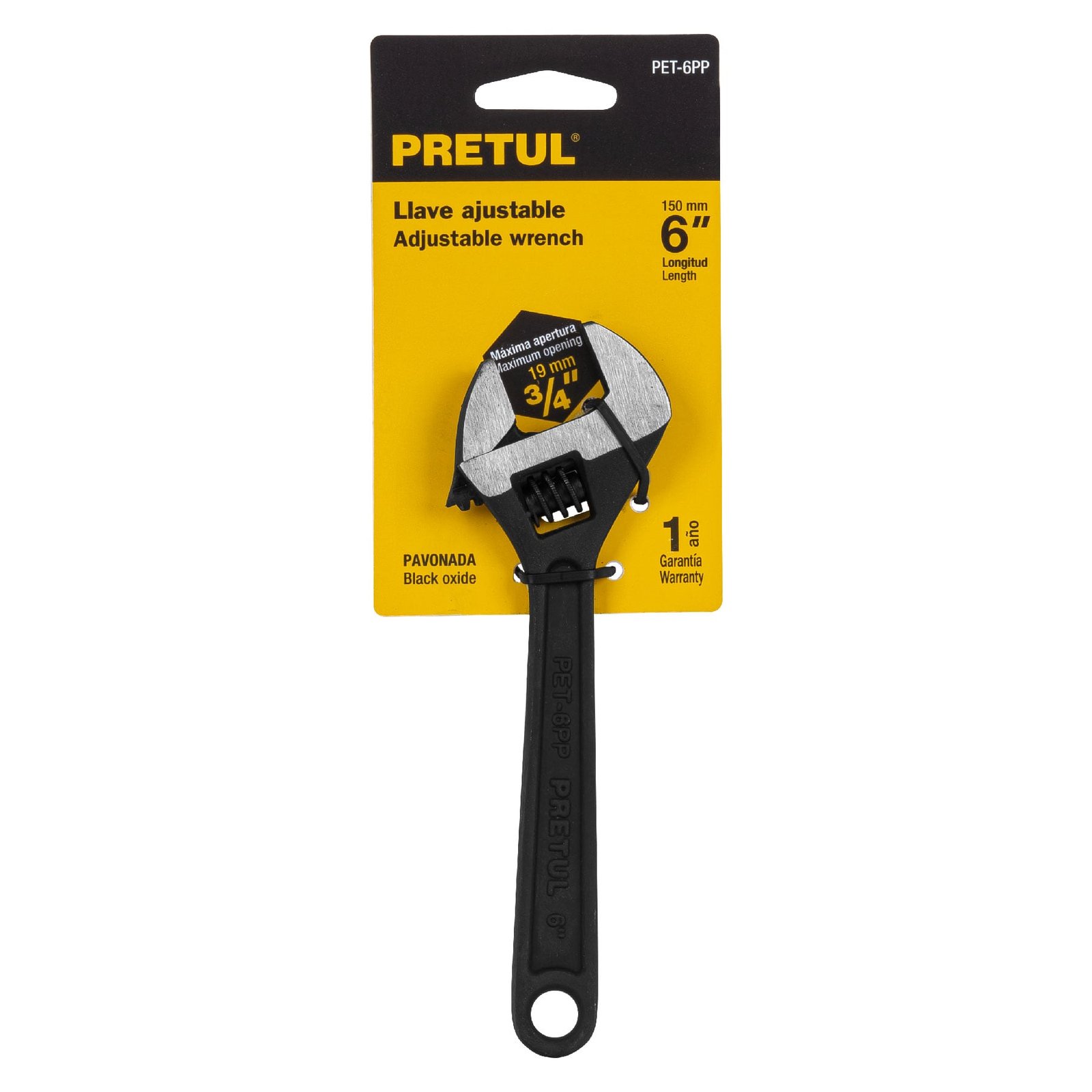 Llave ajustable (perico) 6" pavonada, PRETUL