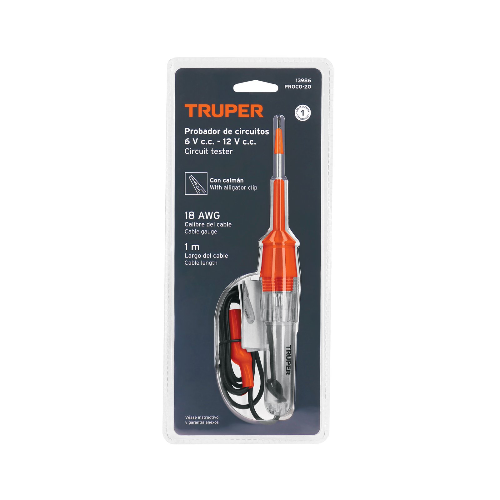 Probador de circuitos de corriente directa 20 cm, TRUPER