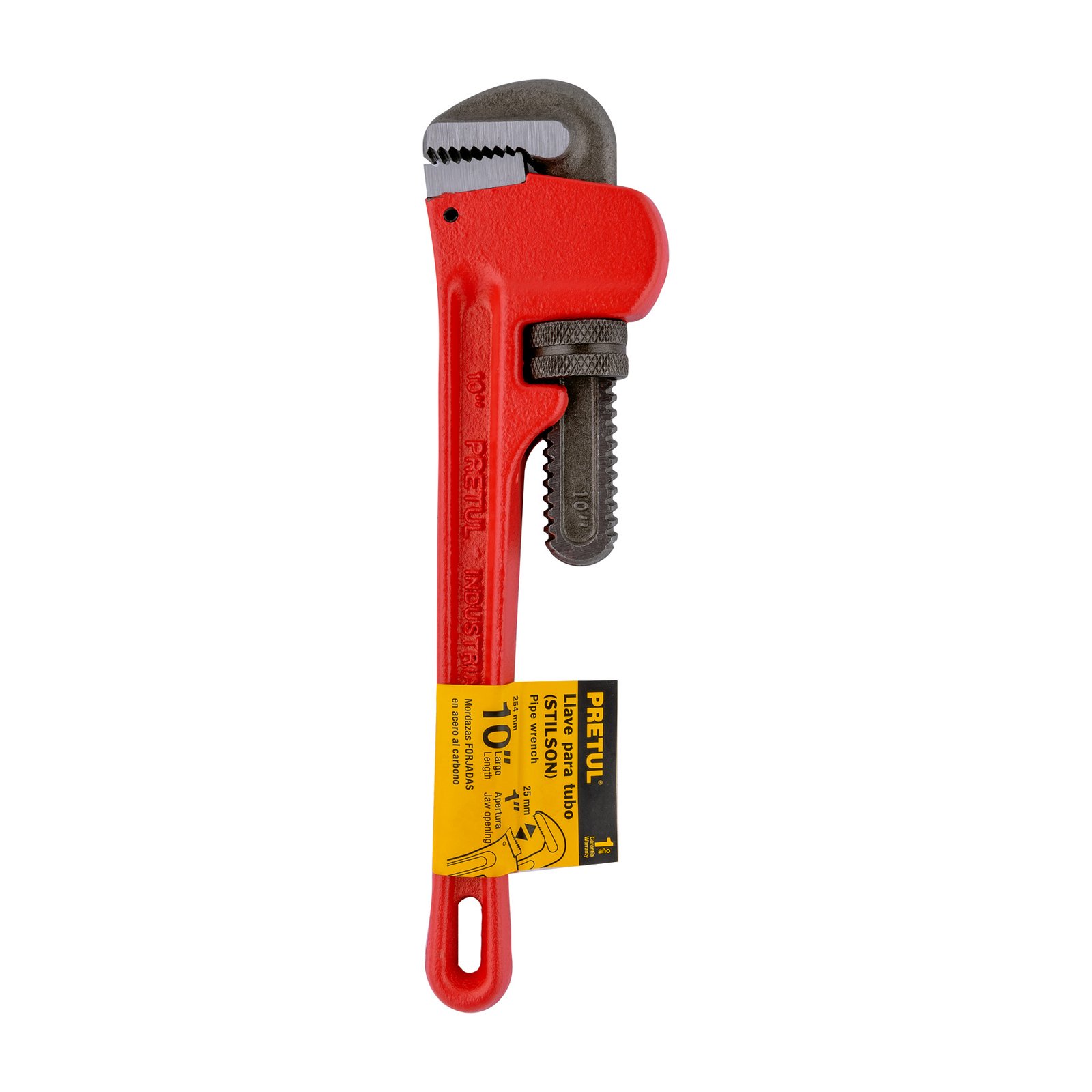 Llave stilson 10" cuerpo de hierro maleable, PRETUL