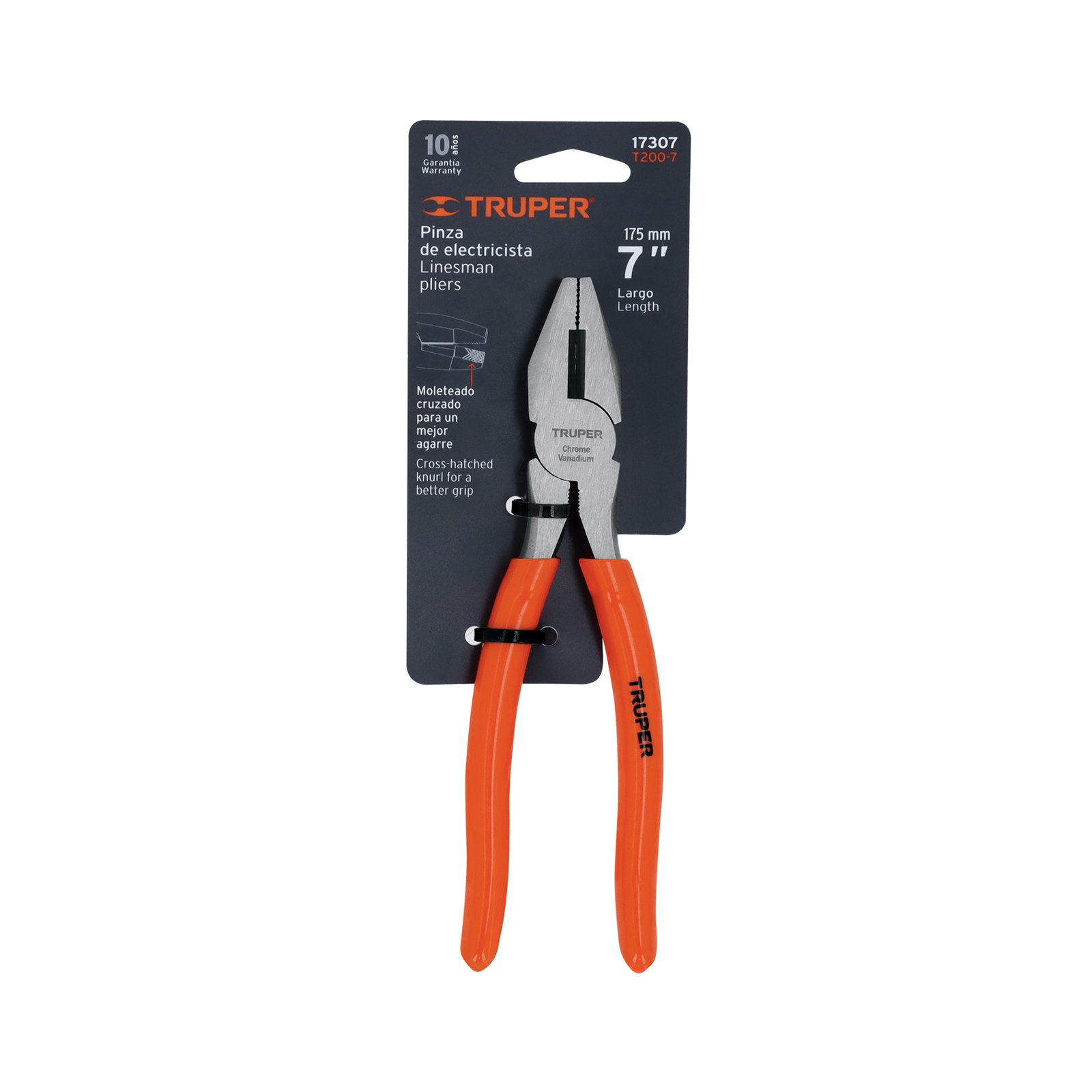 Pinza para electricista 7" mango de PVC, TRUPER
