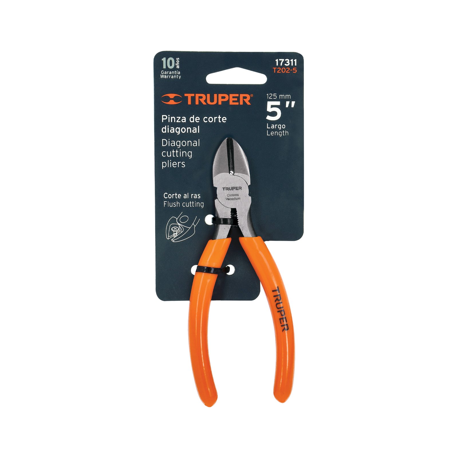 Pinza de corte diagonal 5" mango de PVC, TRUPER