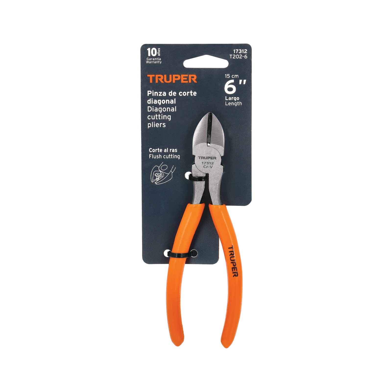 Pinza de corte diagonal 6" mango de PVC, TRUPER