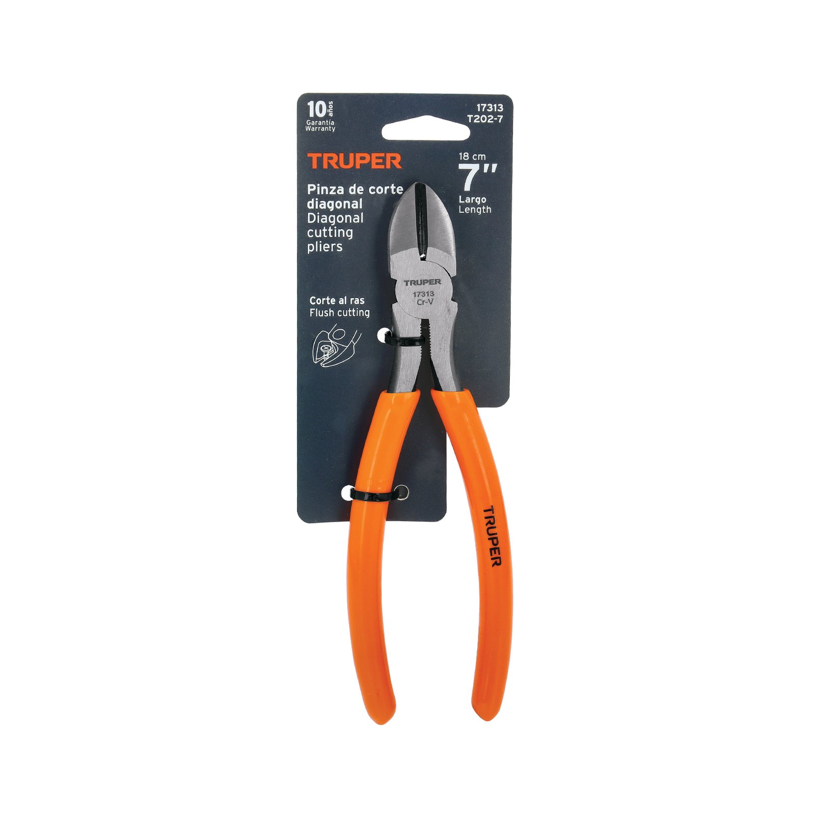Pinza de corte diagonal 7" mango de PVC, TRUPER