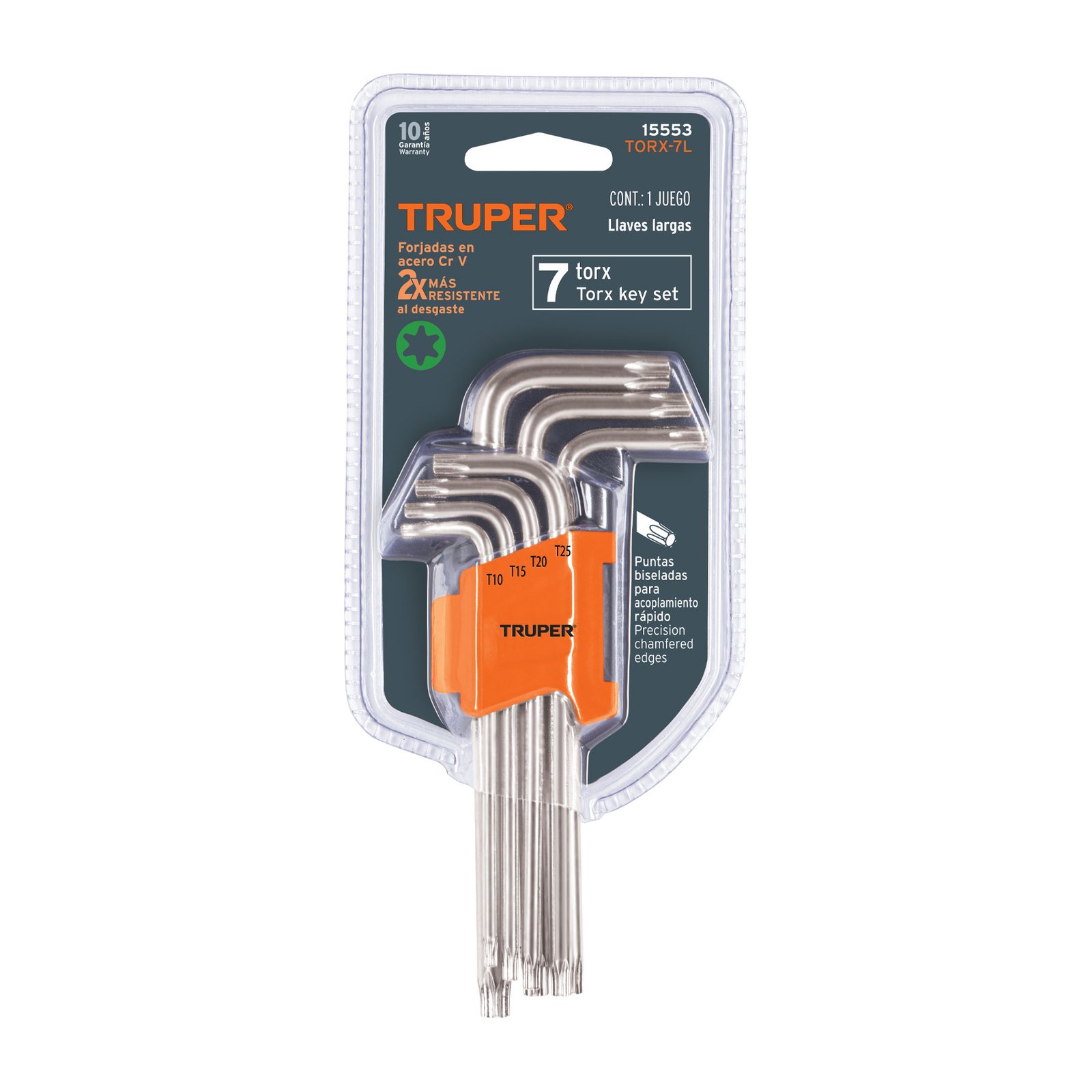Juego de 7 llaves torx largas con organizador abatible